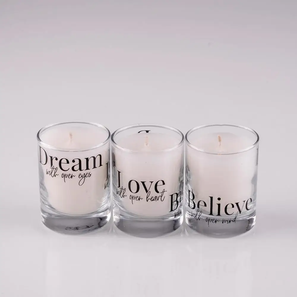 

Triple Dream Love Believe Scented Glass Candle 6*4 Cm Decorative Design For Hometextile Home Gifts Fast Shipping Made in Turkey