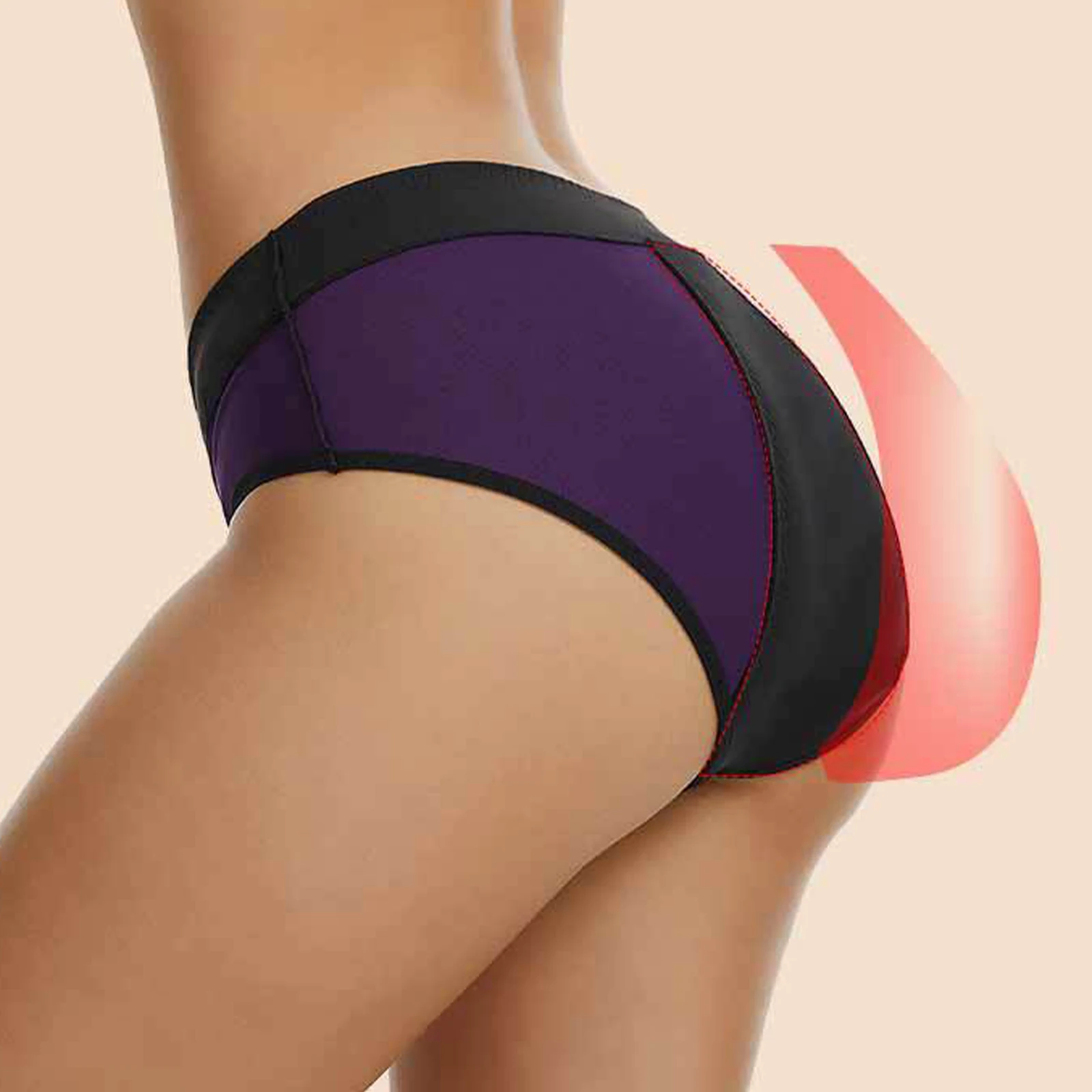 Women Period Panties Mid Waist Elastic Briefs Breathable Tummy Control Underwear for Women Girls Leakproof Reusable Menstrual - view 3