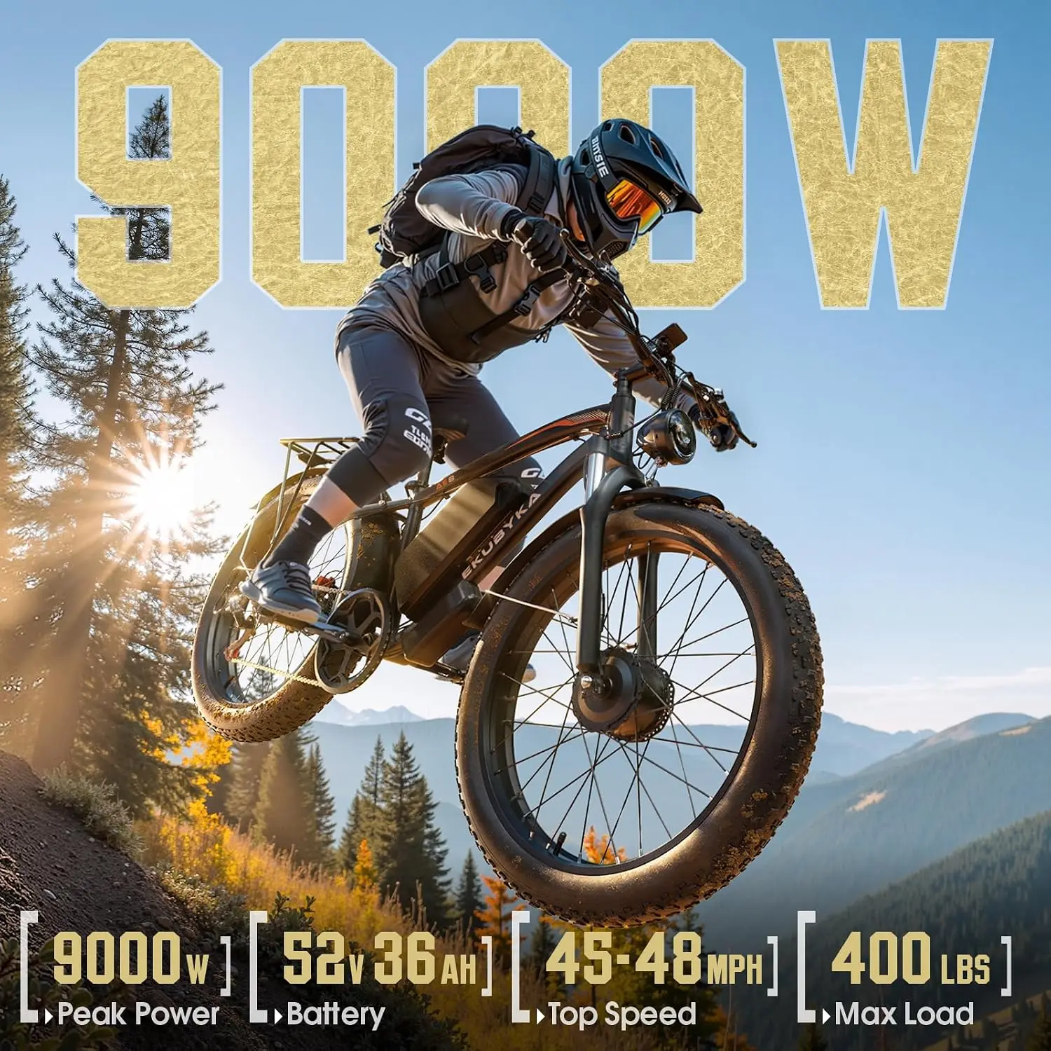 9000W Dual Motor Electric Bicycle 48MPH 52V 36Ah 100 Miles 24/26 Fat Tire 7-Speed Commuter E-Bike, Customized