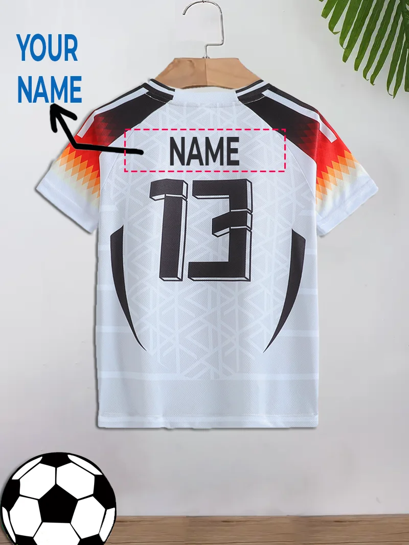 Kids' Casual Sports Football Top Fixed Number 13 Custom Name Suitable for Soccer Sports Daily Wear Children's T-Shirt
