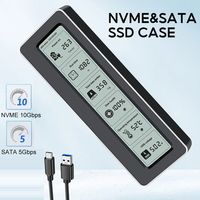 M.2 NVME/NGFF Dual Protocol SSD Enclosure with Display Screen USB Type C SSD Adapter for NVME PCIE NGFF SATA SSD Disk Box