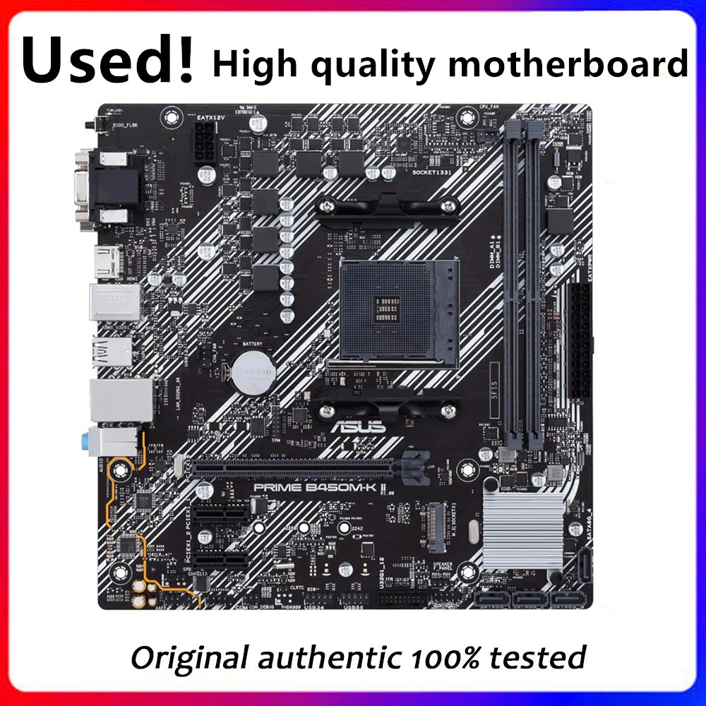 For ASUS PRIME B450M-K II Motherboard Socket AM4 DDR4  For AMD B450M B450 Original Desktop Mainboard Used Mainboard