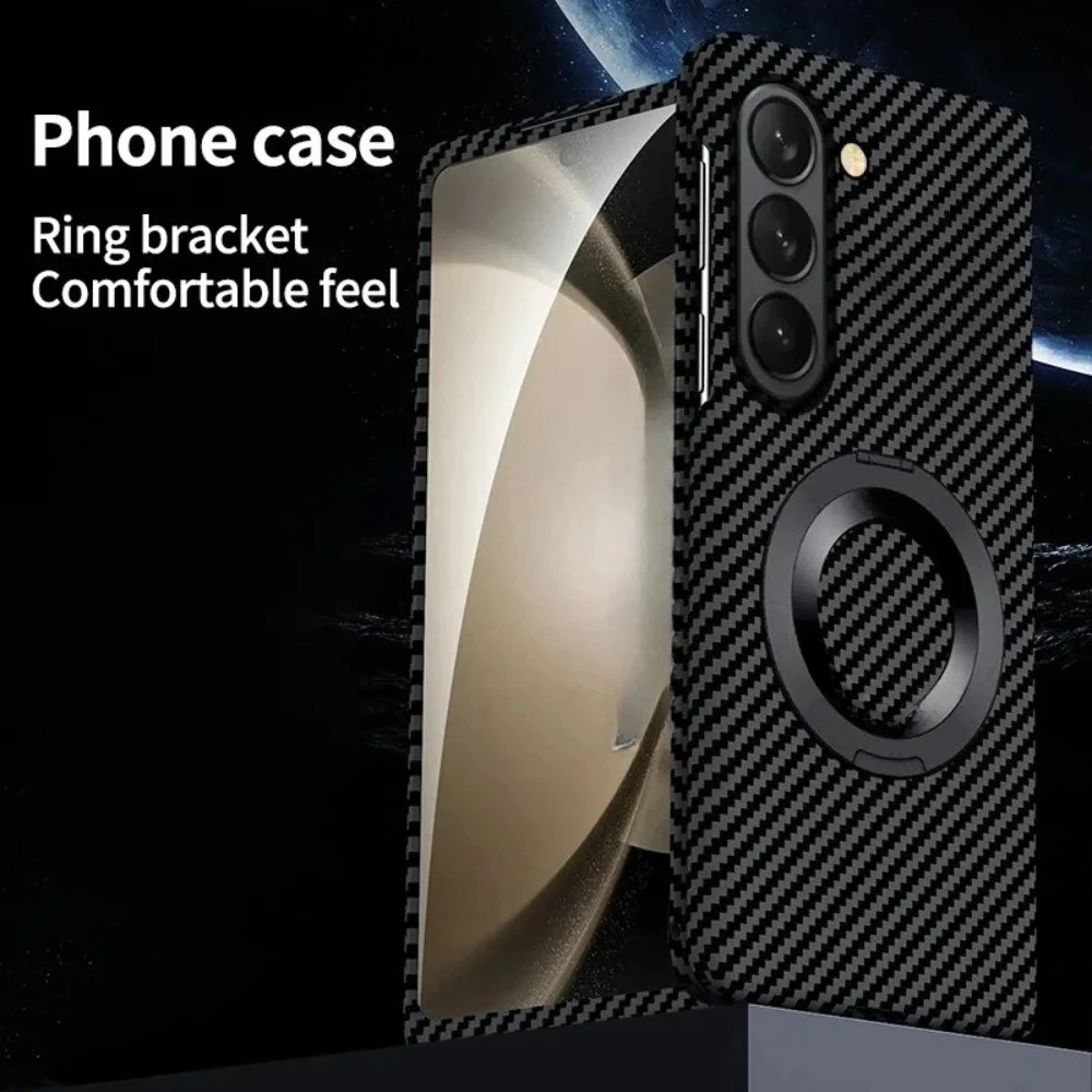 高品質カーボンキネ360 ° 回転磁気ブラケットケースサムスン Z フォールド 7 6 5 4 ワイヤレス充電耐衝撃 PC ハードカバー