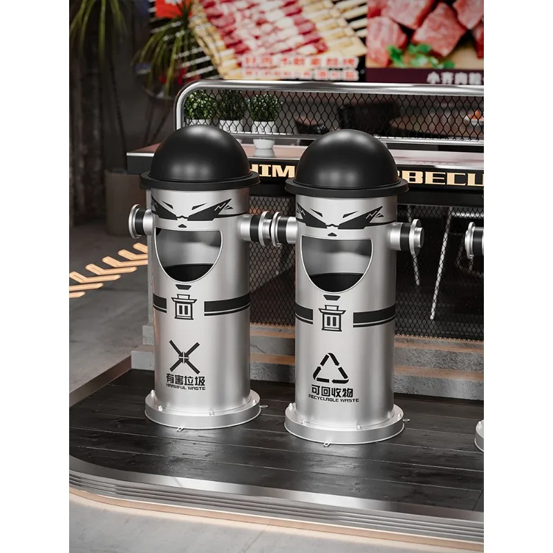Industrial style retro camp trash can outdoor creative oil can fire hydrant garbage storage bucket