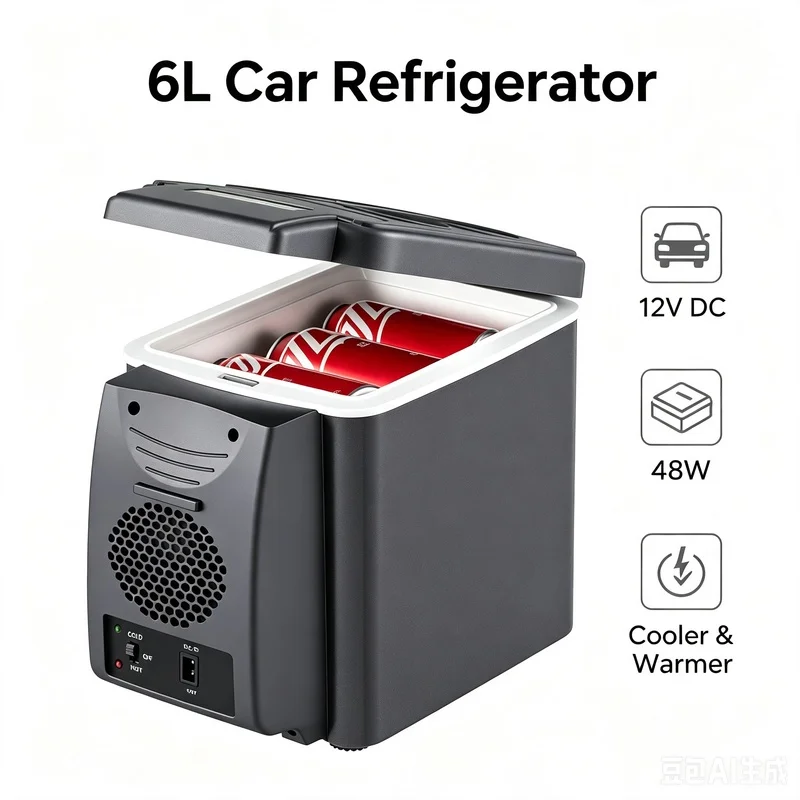 6L Car Fridge Cooler Warmer 12V 24V 220V Portable Refrigerator Car & Home Dual Use Cool Box