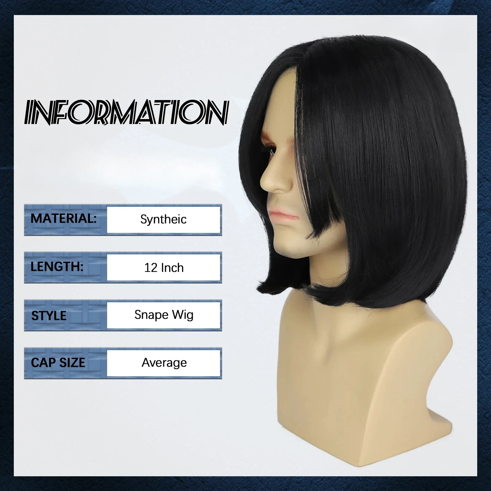 Anime Tereshar Professor Severus Snape Synthetic Wig Short Straight Black Men Wig for Adults Michael Jackson Assassin Wick Wigs