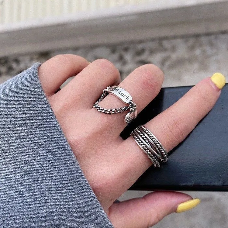 Personality Simple Big Line Ring Geometric Open Finger Rings For Women Gothic Punk Jewelry Gifts