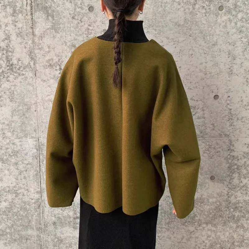 2025 Autumn New Product Casual Version Blended V-neck Woolen