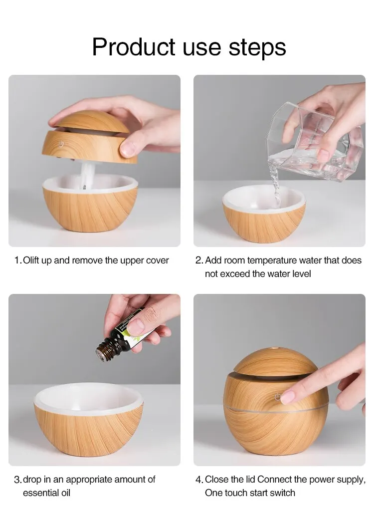 Humidifier Electric Air Aroma Diffuser Wood Ultrasonic Air Humidifier Essential Oil Aromatherapy Cool Mist Maker for Bedroom