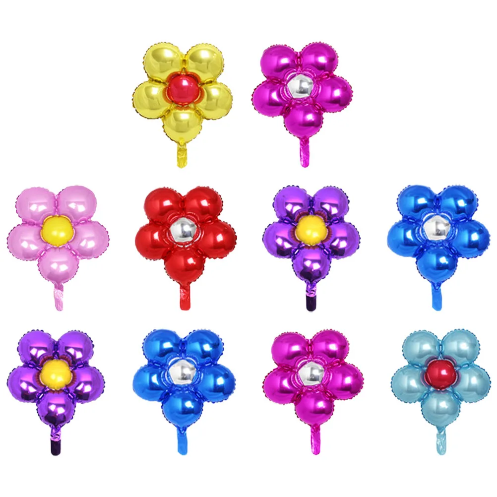 

10pcs Aluminum Foil Balloons Flower Shaped Reusable Leakproof Party Wedding Festival Decoration Bright Staircase