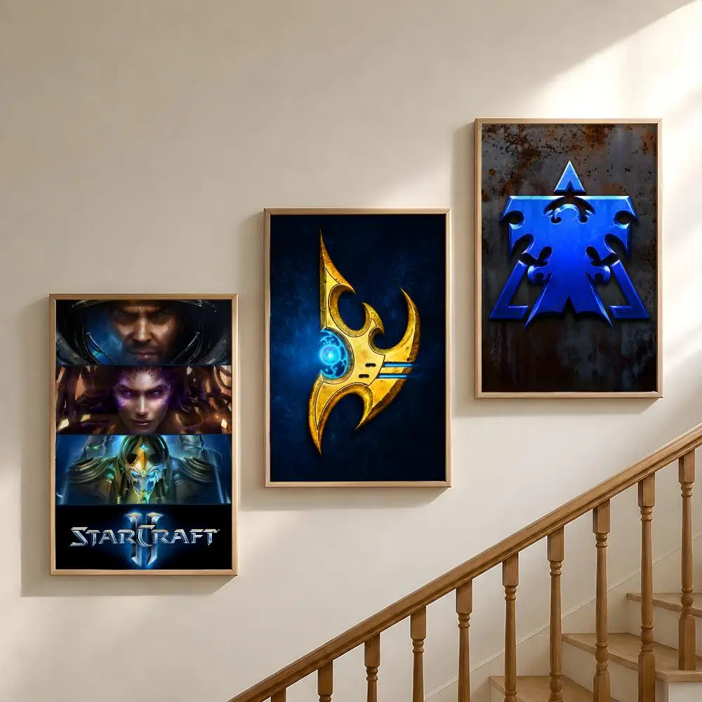 Game StarCraft II Terran Zerg Protoss Poster Waterproof HD Modern Peel And Stick Wall Decor Bedroom Living Room Dorm Office