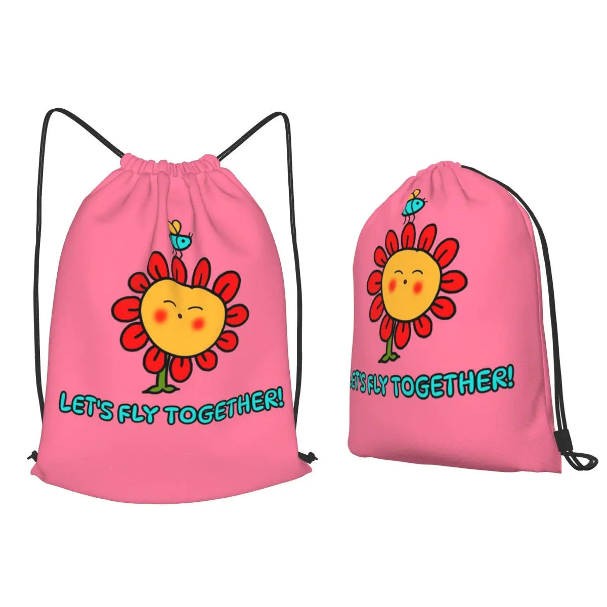 Let's Fly Together Backpacks Fashion Drawstring Bags Sundries Bag Book Bags for Travel Students