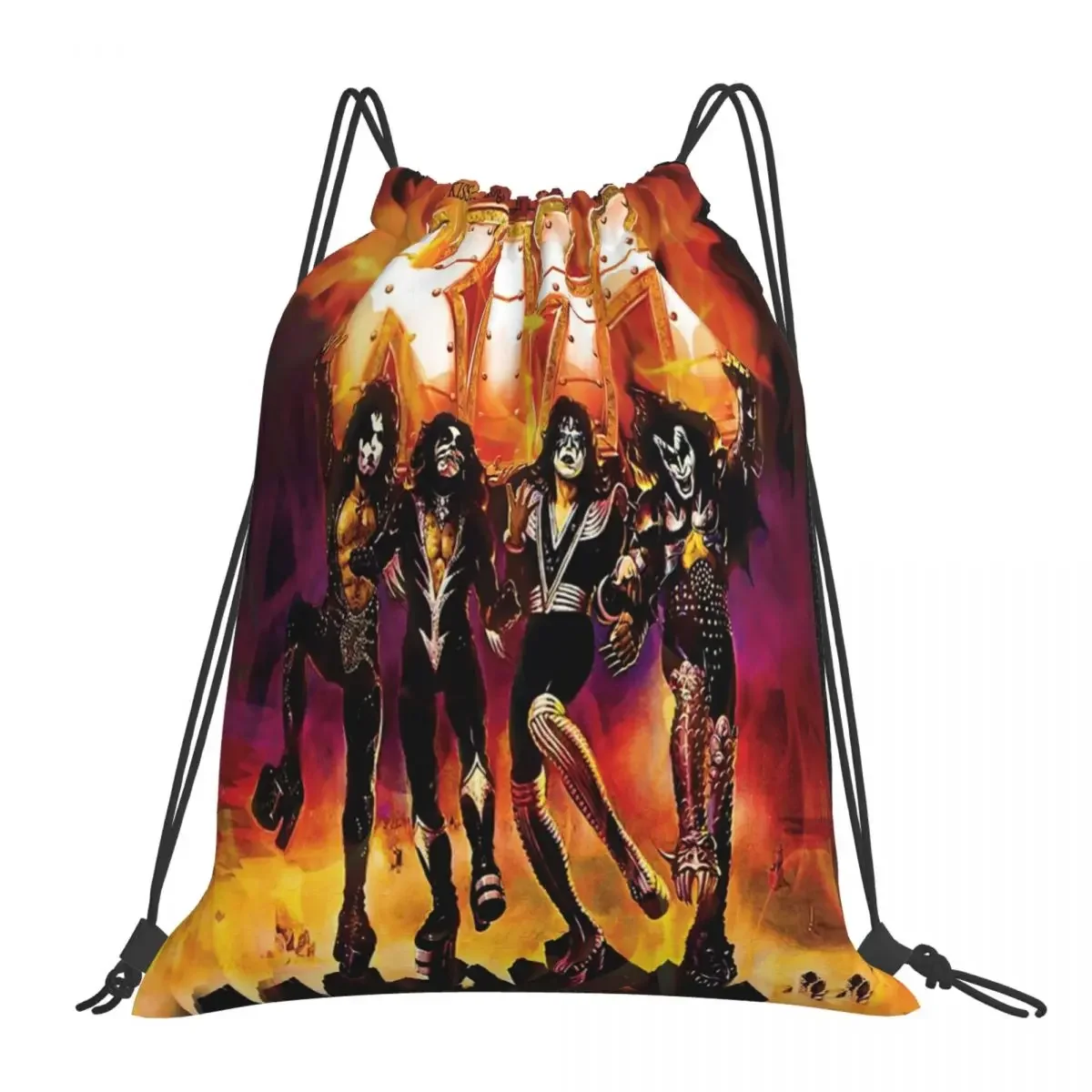 

Kiss The Band- Rock Band Hard Rock Kiss Army Destroyer Backpacks Drawstring Bags Drawstring Bundle Pocket Sundries Bag BookBag