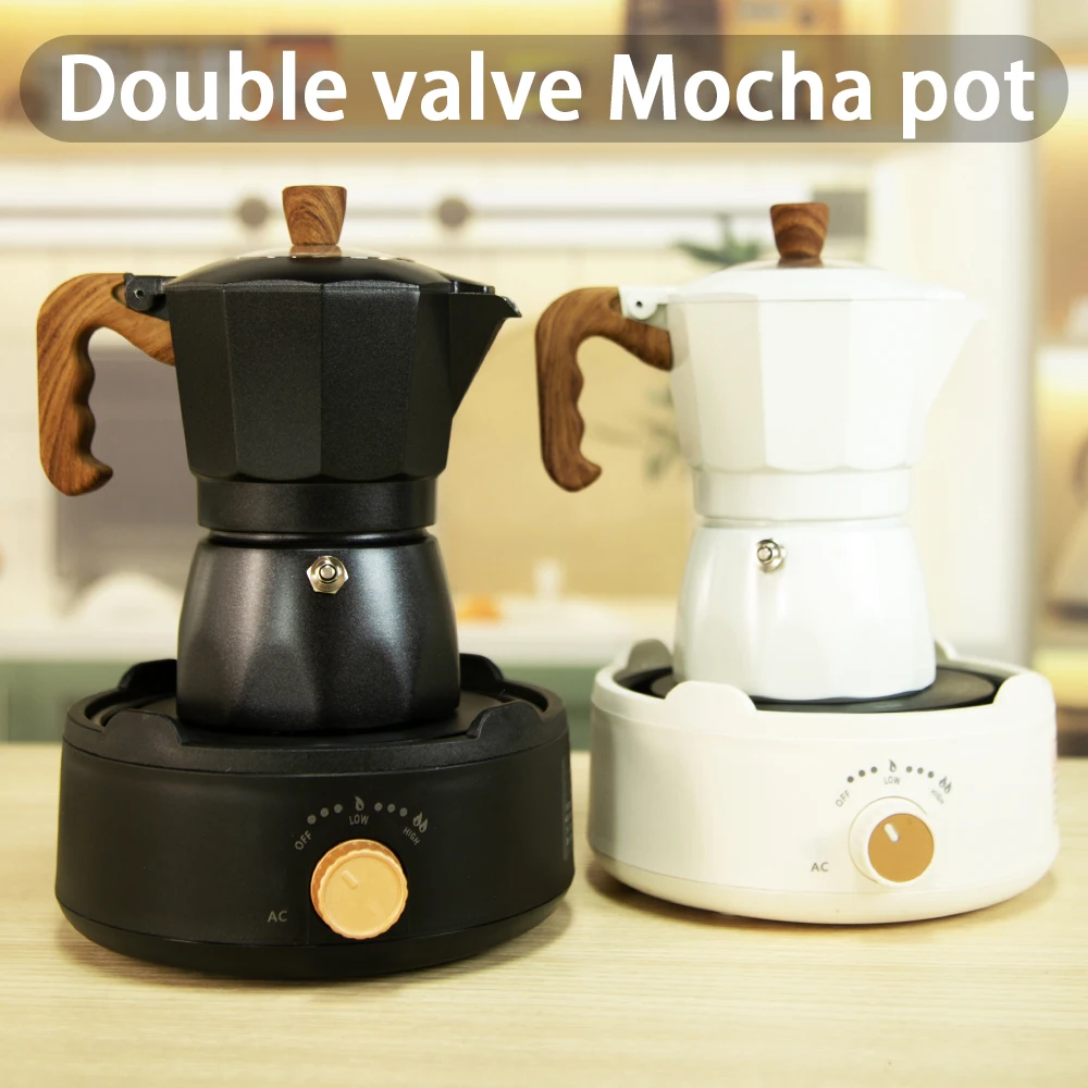 Visual Dual Valve Coffee Utensil Aluminum Mocha Pot, Rich Cream Extraction, Suitable for Home and Kitchen Use