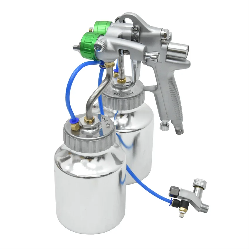 

Double-headed Pneumatic Sprayer PT-29B Dual Head Air Pneumatic Pressure Sprayer Spray Gun With Pot 8-12cfm 1000ml 4.0MPa 1.3mm