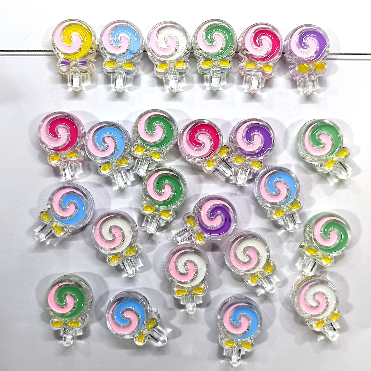 5pcsAcrylic cartoon colored hanging hole super lollipop jewelry  for making DIY bracelet materials