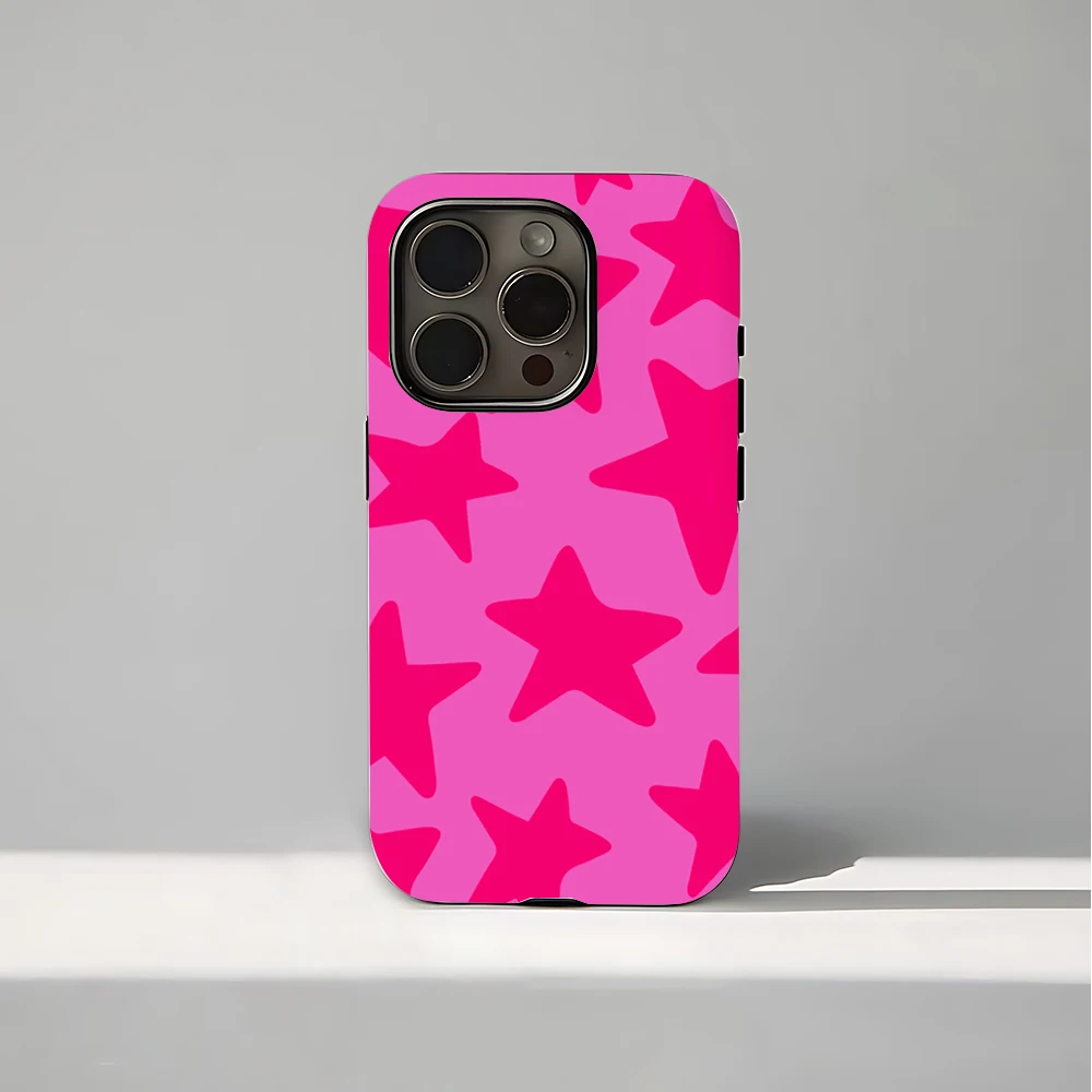 패션 아트 심플 스타 패턴 아이폰 16 15 14 13 12 11 프로 맥스 플러스 럭셔리 마그네틱 이중 레이어 백 커버