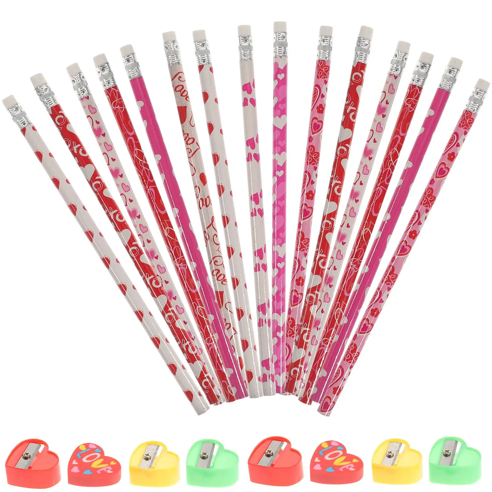 60pcs Student Pencils Handheld Valentines Day Stationery Kits Valentines Day Pencil Valentine's Day Stationery Romantic Pencils