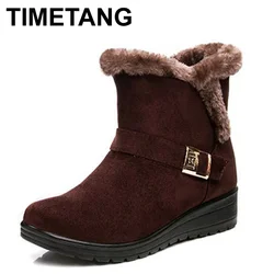 TIMETANG Stivali da donna 2019 Moda Stivali da neve caldi Stivali invernali alla caviglia per scarpe da donna Nero Rosso Taglie forti 41