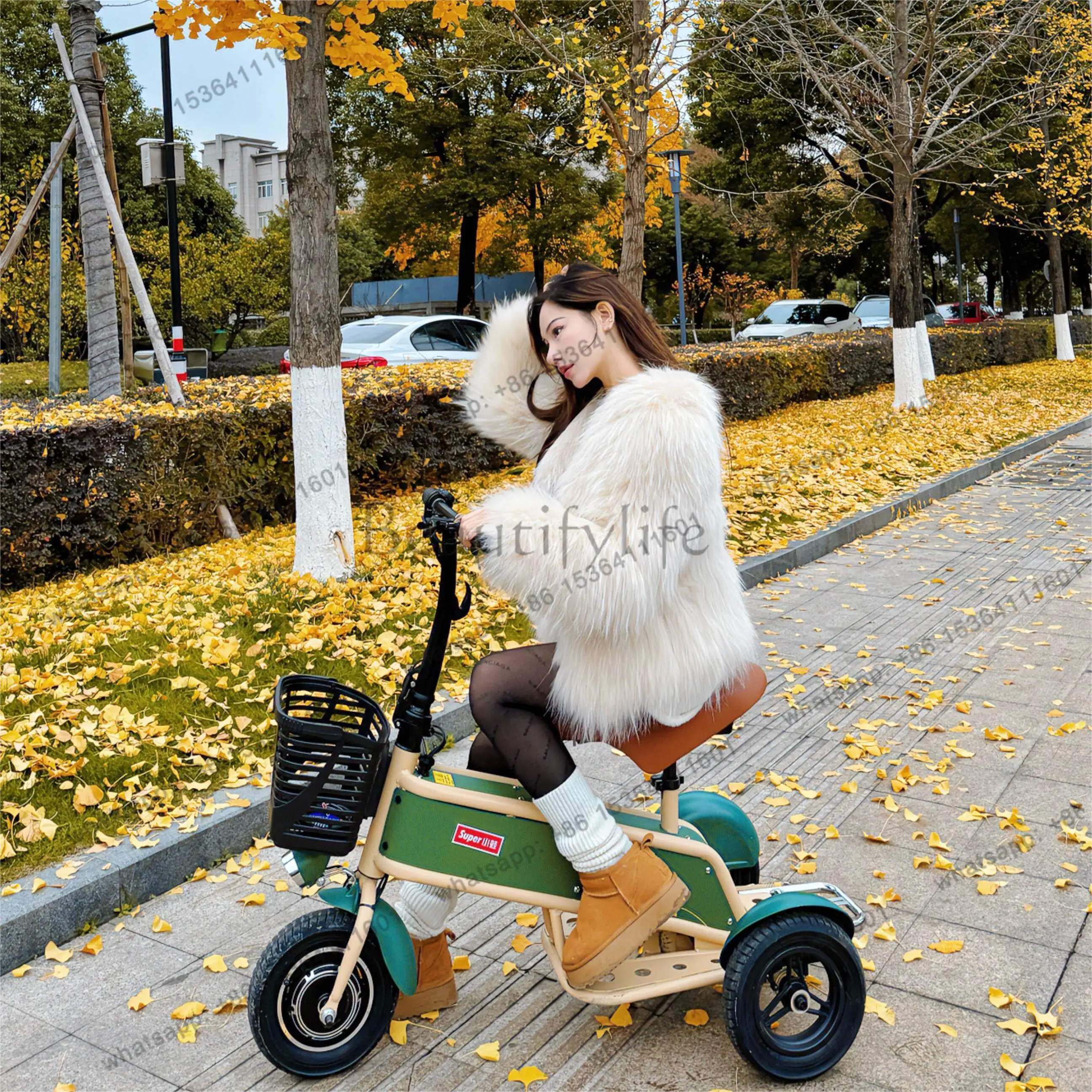 Folding tricycle electric car small women electric skateboard adult home battery car view 2