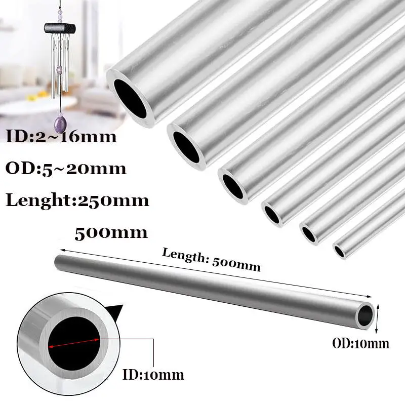 Aluminium Pipe Length 250mm/500mm OD 5~20mm Inner Dia 2mm~16mm Straight Round Aluminum Alloy Tube