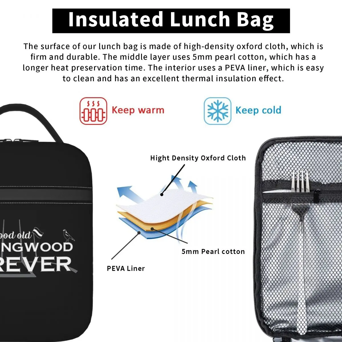 Good Old Collingwood Forever - Collingwood Theme Song Insulated Lunch Bag Women Kids Leakproof Food Boxes Thermal Lunch Box Tote