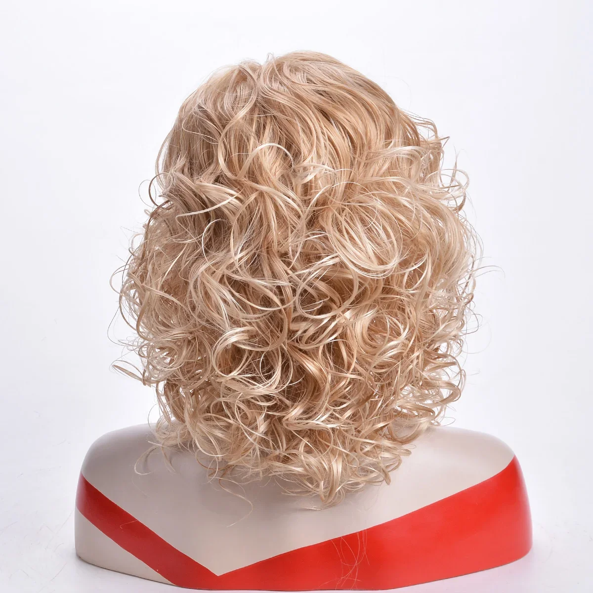 Medium Length Blonde Synthetic Curly Wig for Women Ombre Hairstyle Fluffy Deep Wave Hair Female Heat Resistant Party Wig