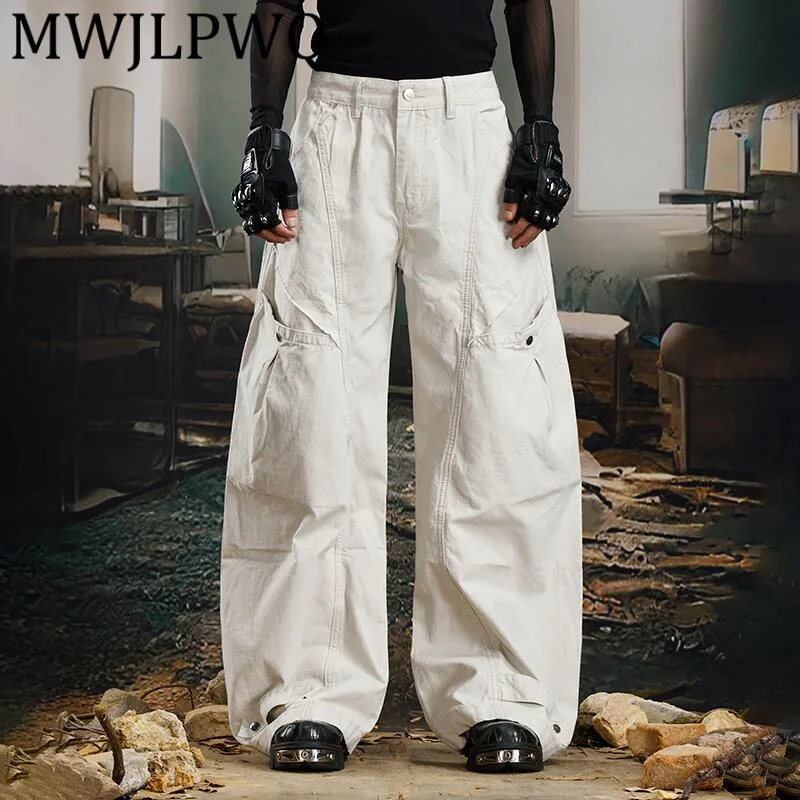 

MWJLPWQ Men's Versatile Street Style Deconstructed Pocket Machete Trousers American Casual Multi-Pocket Unisex Cargo Pants 12736