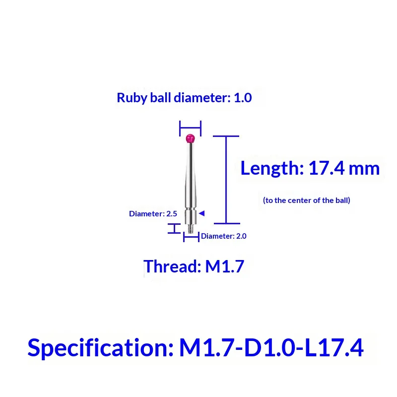 Lever Indicator Probe M1.7 Thread Tungsten Steel Ball Tip Gauge Stylus