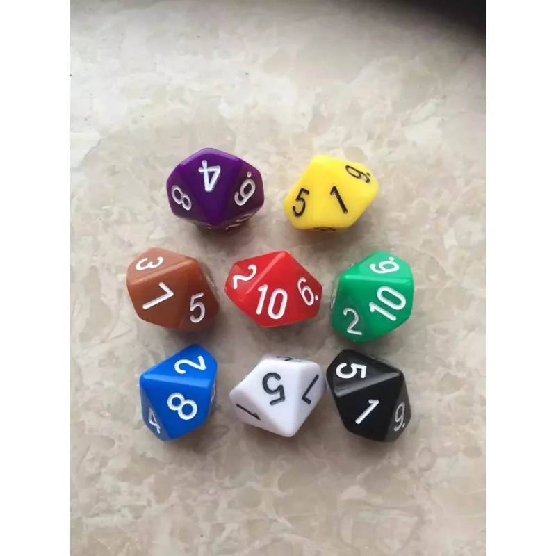 10PCS 16mm D10 1-10 Digital Dice For DND Game Ten sided dice Multi sided board game accessories