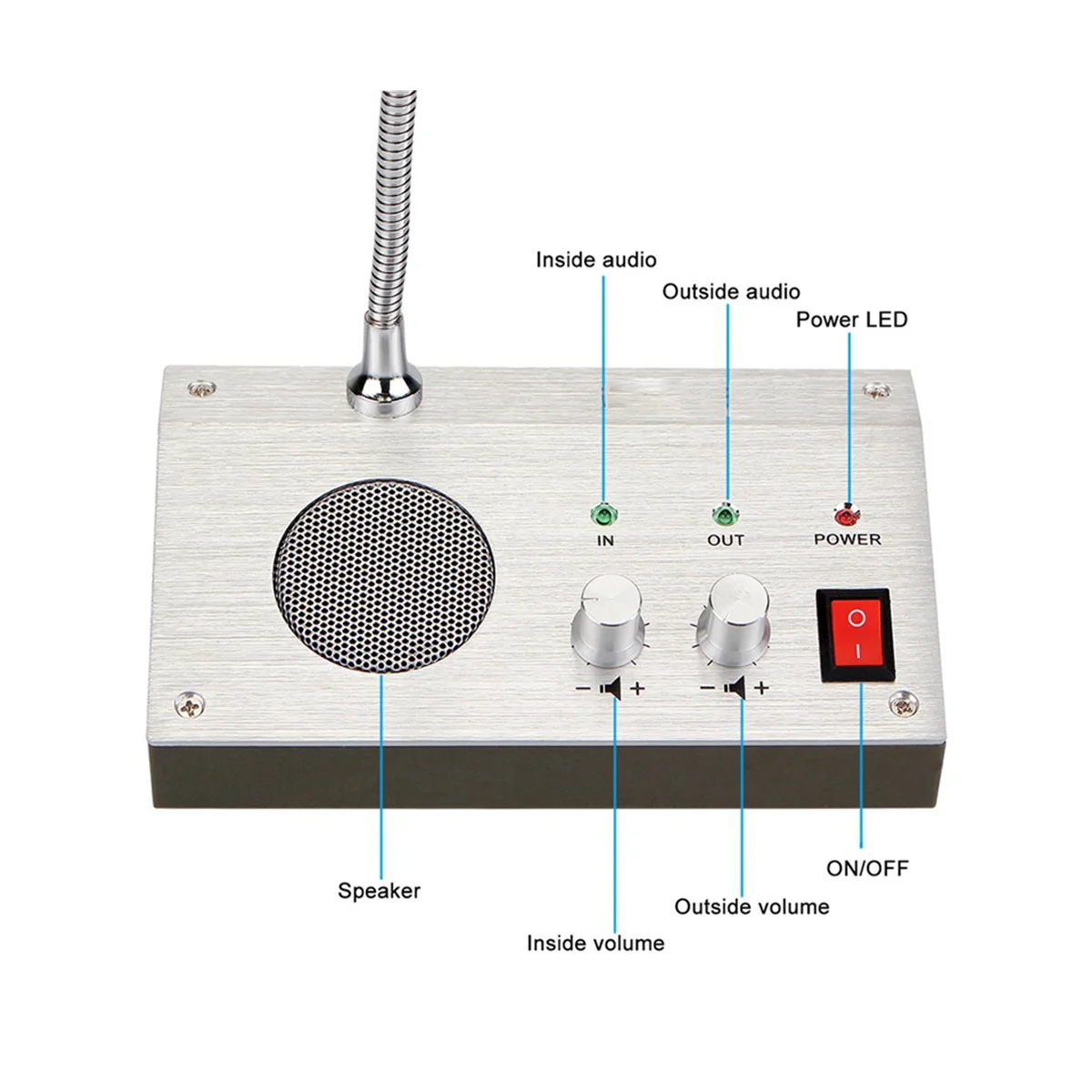 US Plug Home Security Zero-Touch Dual-Way Walkie-Talkie System for Bank Counter Ticket Hospital Window Intercom