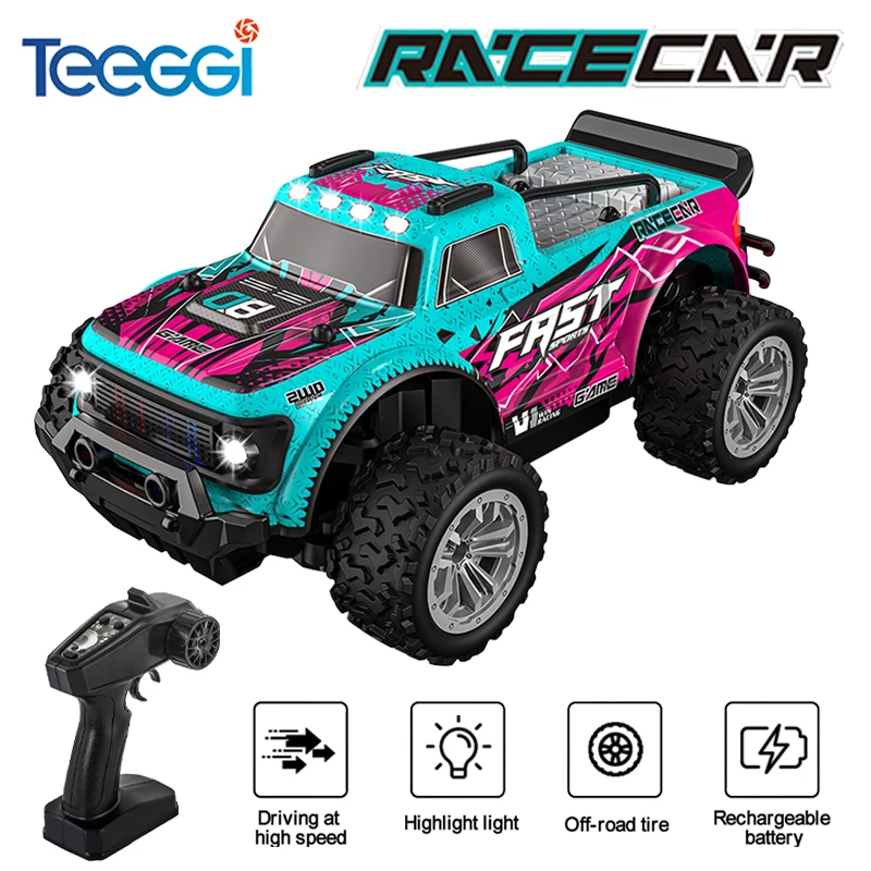 Teeggi 2.4G Model Off-Road RC Car With LED Light 1:20 High Speed Remote Control Climbing Vehicle Outdoor Car Toy Gifts For Kids