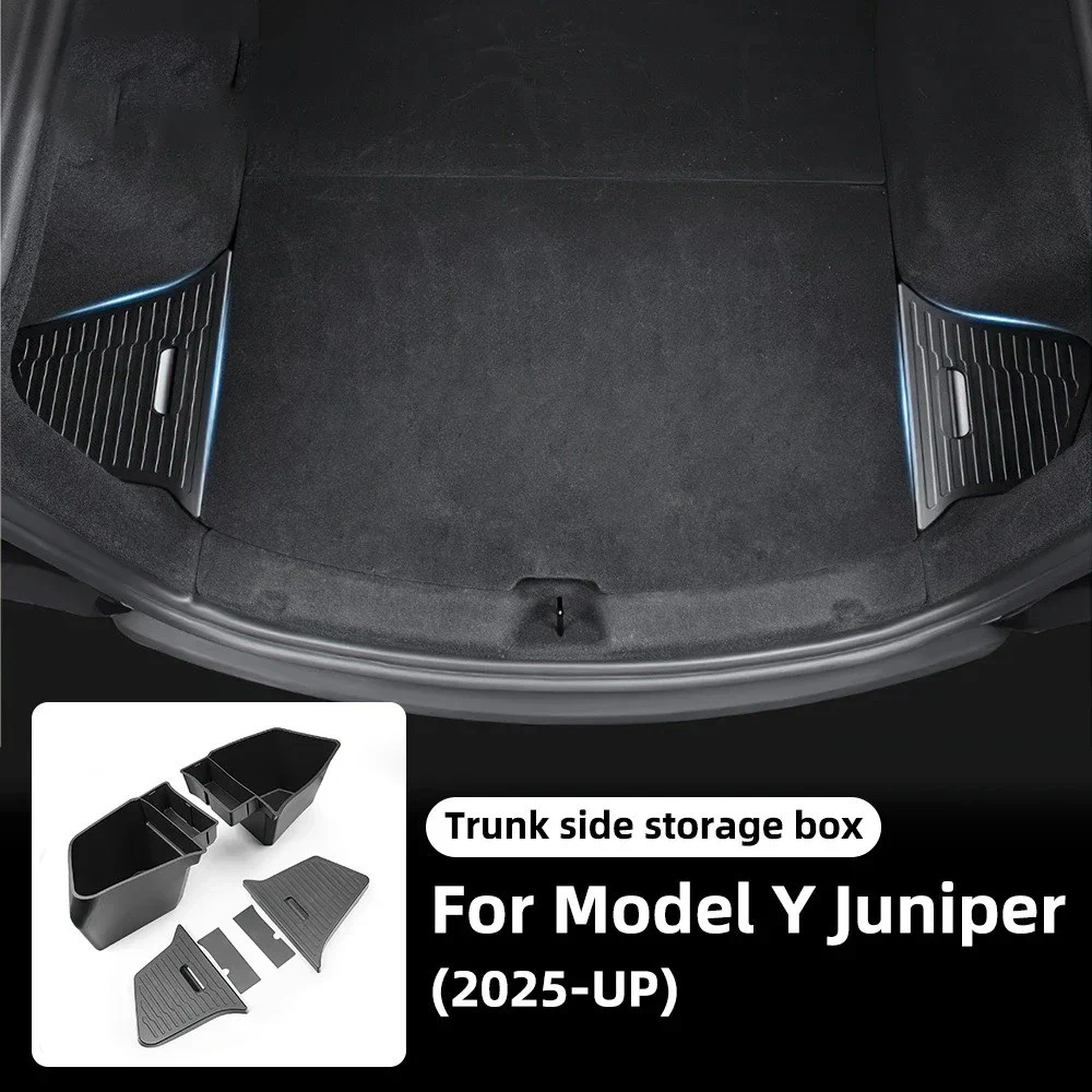 Good Quality New Trunk Storage Box For New Tesla Model Y Juniper 2025+ Car Trunk Side Left Right Tidying Packet Storage Box Mat