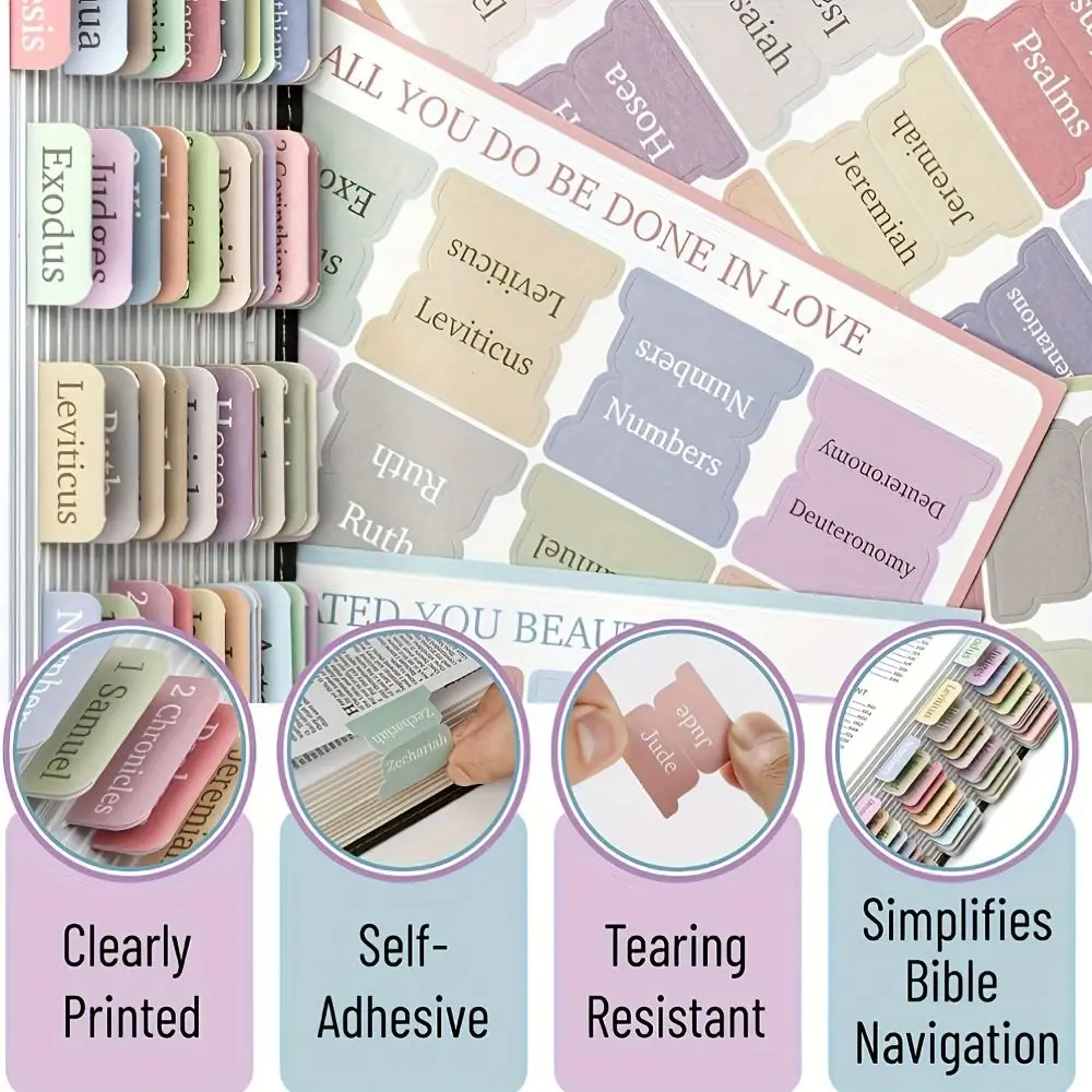 5 sheet/set Sticky Notes Bible Index Tabs Studying Bible Boho Theme Laminated Bible Tabs Index Memo Pads Index Tabs Stickers