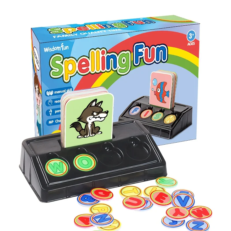 Juego Educativo de Ortografía Divertido, Tablero Interactivo de Ortografía, 30 Tarjetas, 26 Letras, Diversión de Aprendizaje para Padres e Hijos