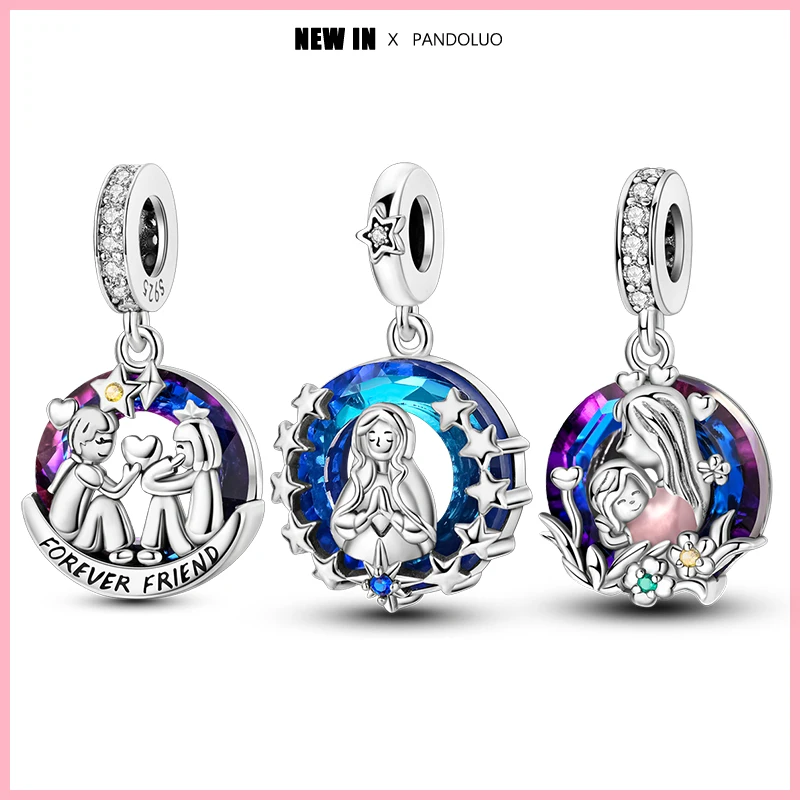 New in Sisters Friendship Moon Boat Charms Bead Fits Pandora Original Bracelet Women 925 Silver Pendant Beads DIY Jewelry Gifts