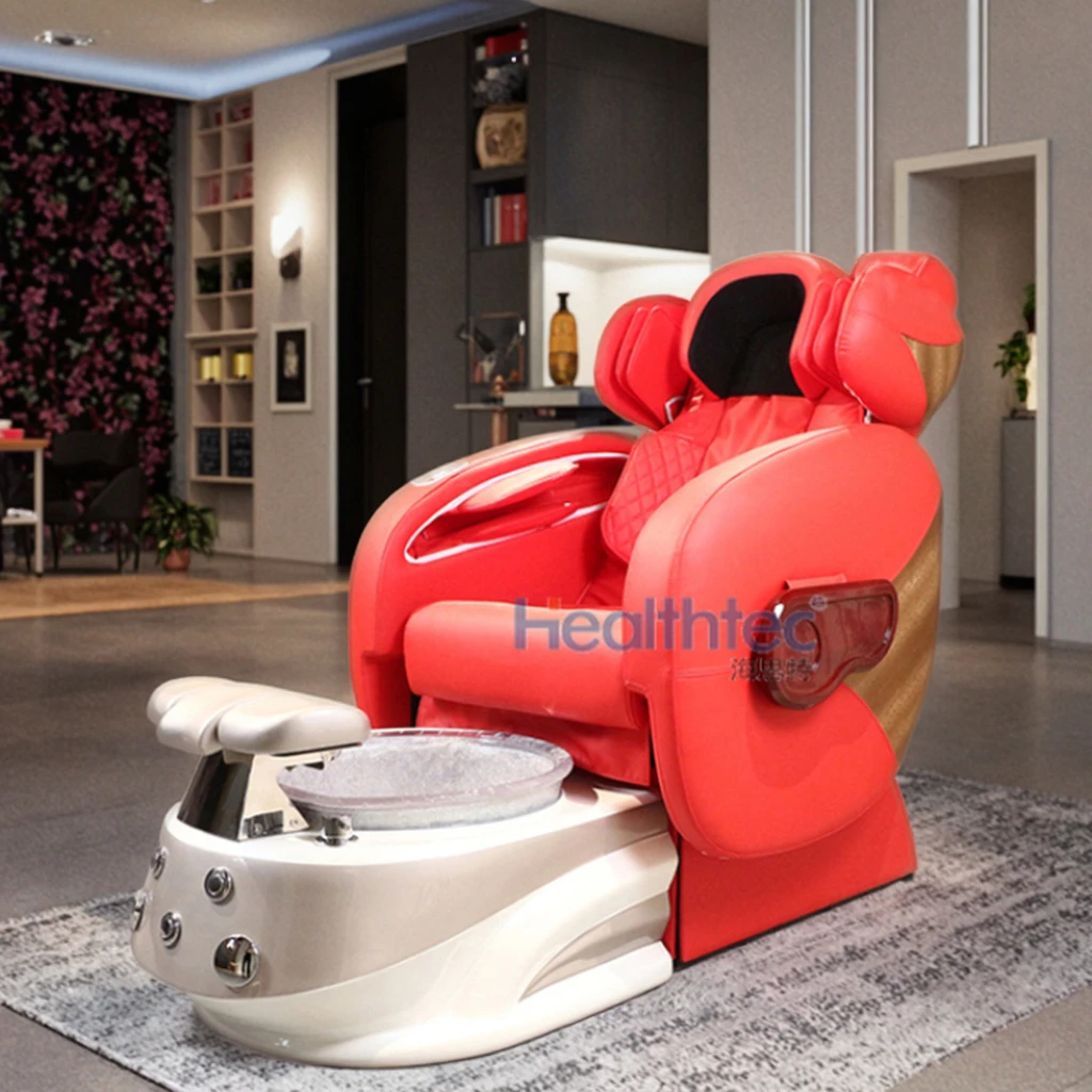 

Red Electric Massage Manicure Chair Foot Spa Massage Pedicure Chair With Drainage Pump