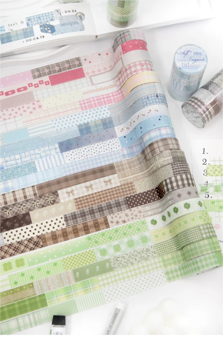 Journal GO 1,5cmx2M Collage Washi Tape Stoffreste Vintage Gitter-Landschaftsmuster Kreatives DIY Journal Karten Schreibwaren – Detail 13