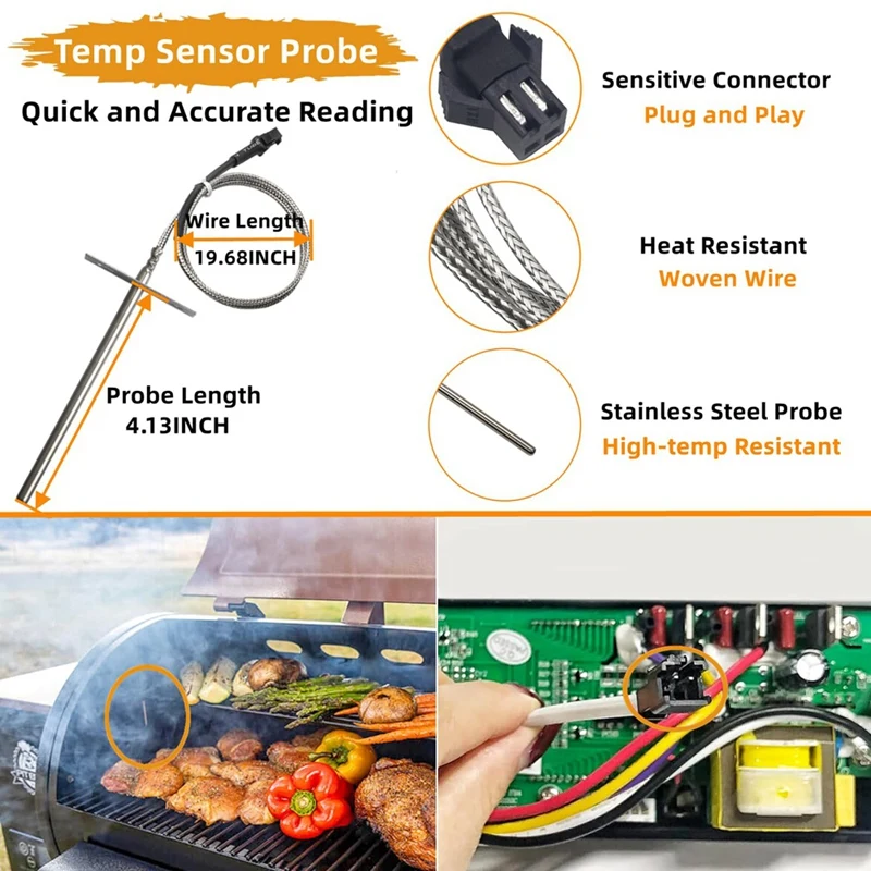 230V Digital W/LCD Display Control Board Replacement Parts For Pit Boss Pellet Grill Smokers With Meat Probe, RTD Sensor