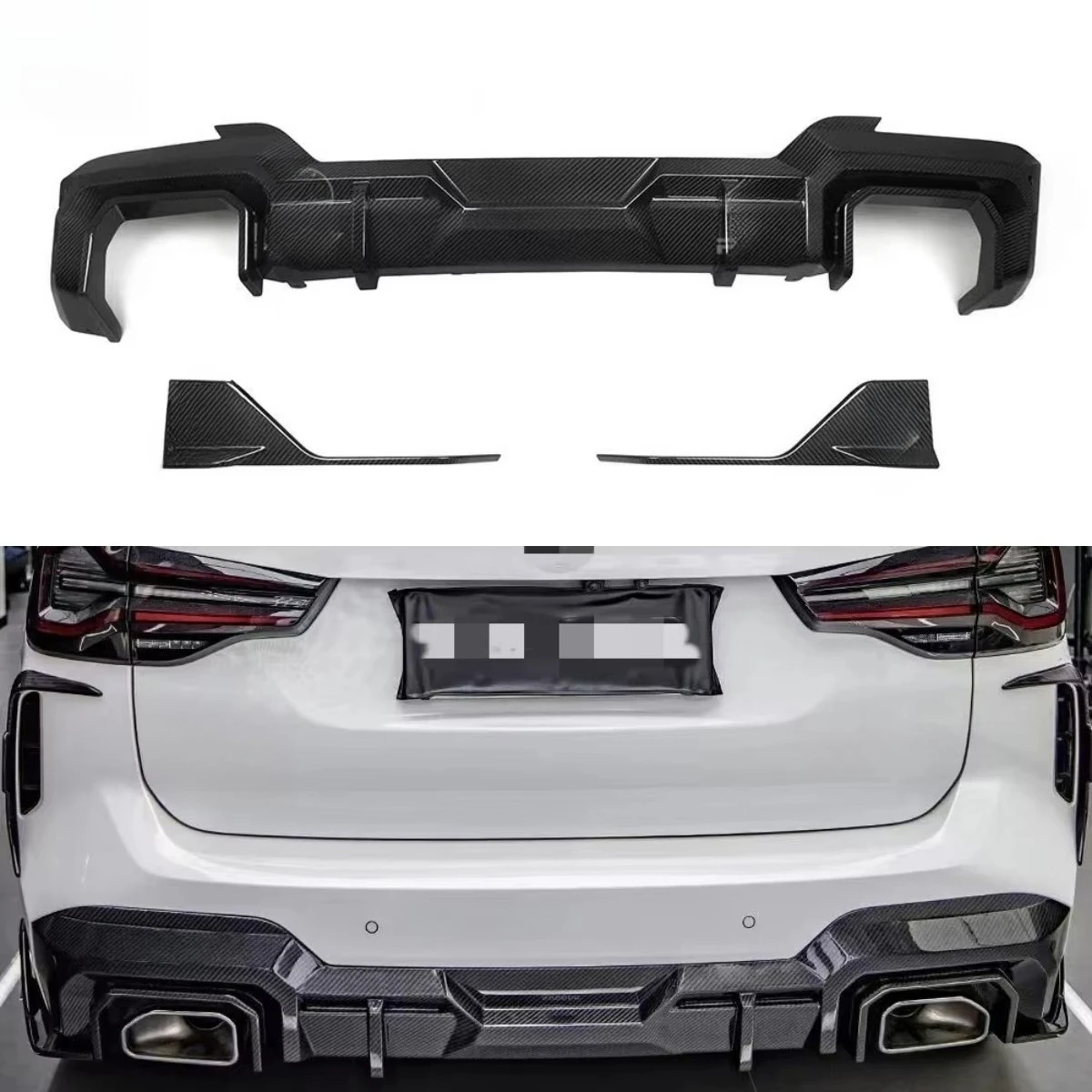 

High Quality SQ Style Carbon Fiber Rear Bumper for X3 G01 G08 LCI 2022+ Rear Bumper Diffuser
