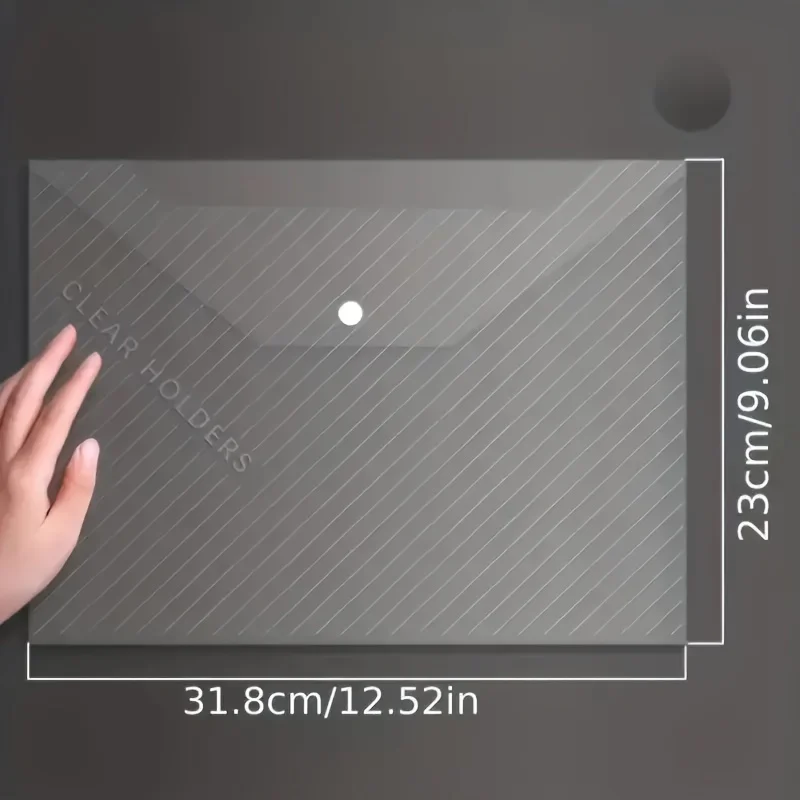 Envelope de plástico de 10 peças, pasta transparente de cor aleatória 5 cores A4 adequado para material escolar e de escritório, 12,6x9,06 polegadas