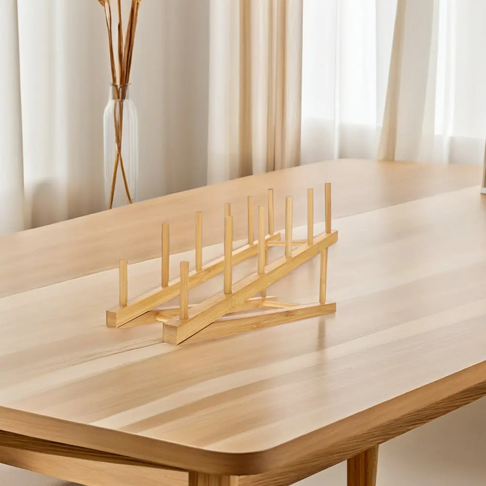 2Pcs Multi-Layer Display Rack Wooden 5 Tier Desktop Organizer Shelf for Books Photo Records Magazines Platters Home Office