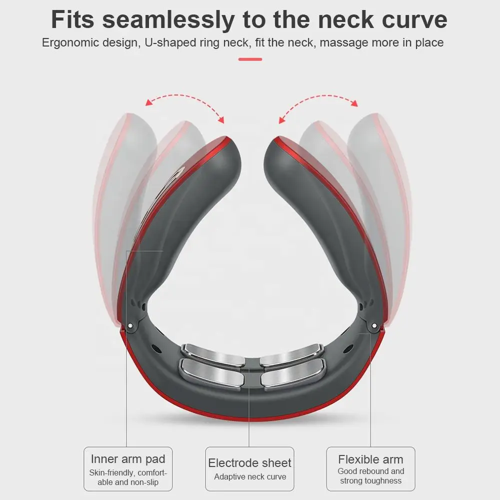 Neck Massager Electric 4 Heads EMS Pulse Infrared Heat Massager Neck Traction Device Relax Cervical Relief Pain Relaxation Tools