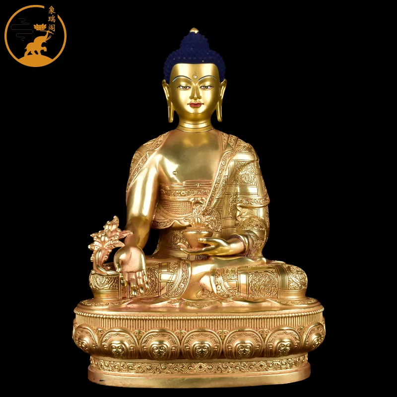 Tibetan tantric pharmacist Buddha pure copper gilded 7-inch Taiwan Province craft Tibetan pharmacist Buddha worships ornaments B