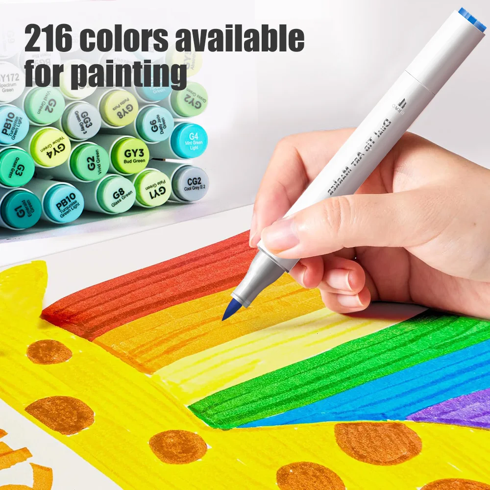 48-216 لون علامات فنية فرشاة طرف مزدوج وإزميل أنظمة ألوان كبيرة لرسم علامات رسم فنية دائمة اللوازم المدرسية #4