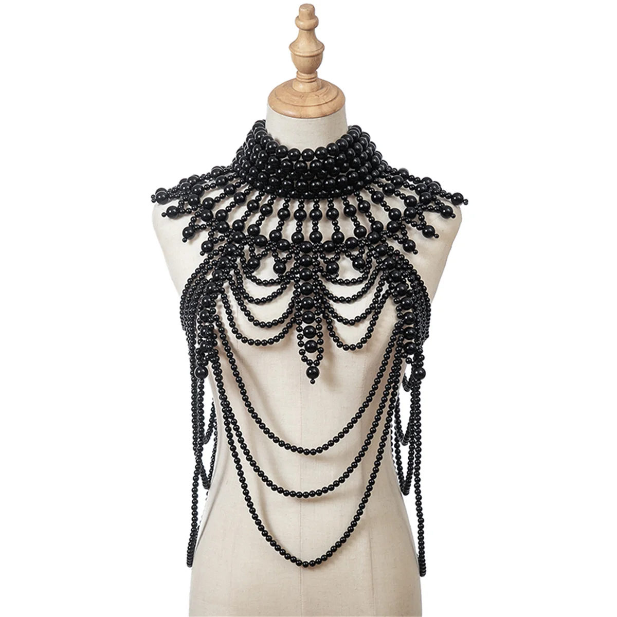 HP Pearl Necklace Handmade Beaded Luxury Dress Accessories Retro Party Body Chain Choker Women Jewelry image 6