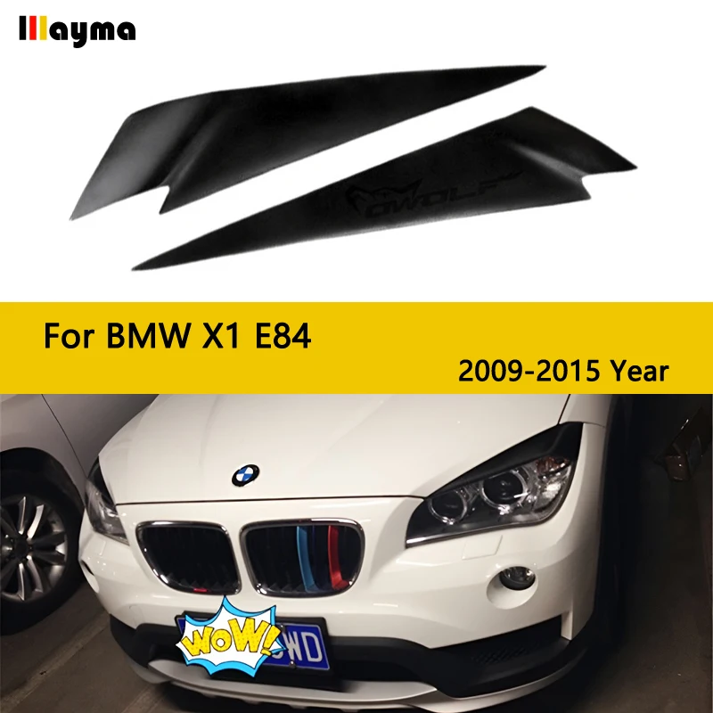 

Fiber glass Car Headlight Eyebrow Cover Trim Sticker Head Lamp Eyelid for BMW X1 28i 35i xDrive 2008-2012 E84 FRP matte black