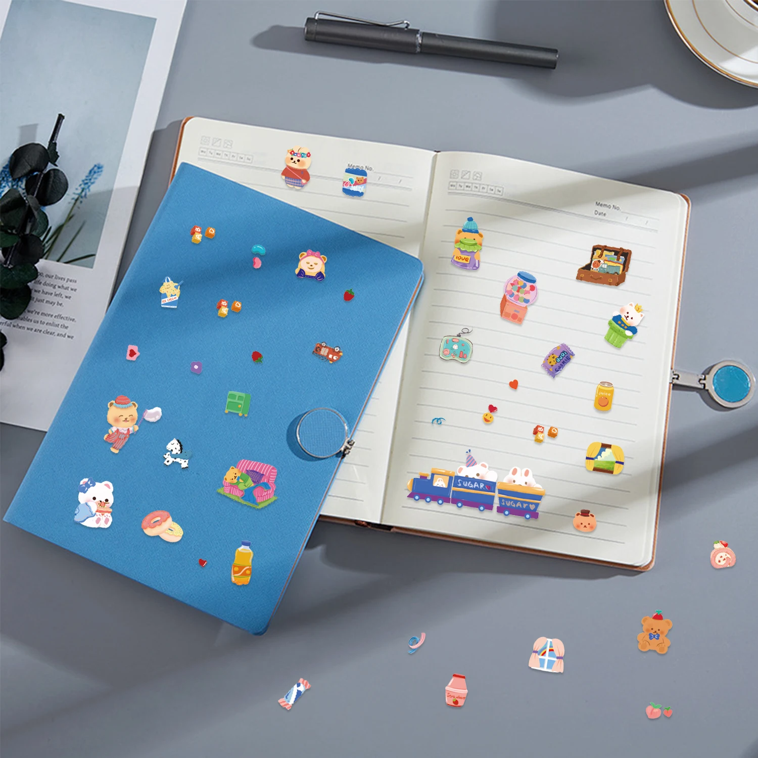 32 ورقة الكرتون لطيف الدببة الحلوى الغذاء ملصقات لاصق ملصق DIY بها بنفسك مذكرات القرطاسية ملصق هدية اللوازم المكتبية المدرسية لعبة #3