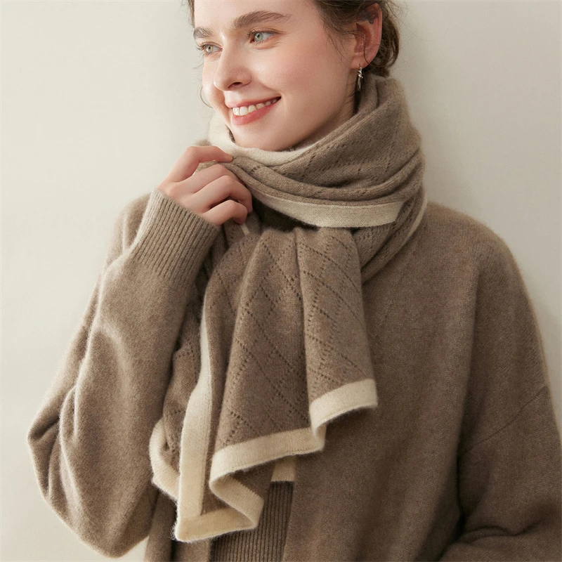 

100% cashmere scarf size 170 * 50 for women's autumn and winter outdoor wear, warm knit cashmere scarf shawl