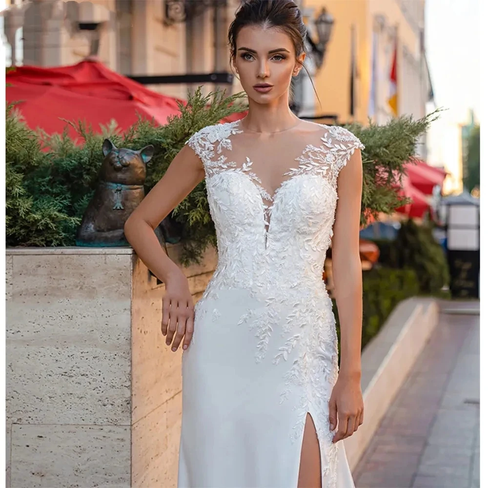 Eleganti abiti da sposa Sweetheart Mermaid senza maniche Backless abiti da sposa Vestidos De Novia 2024 abiti con spacco laterale per le spose